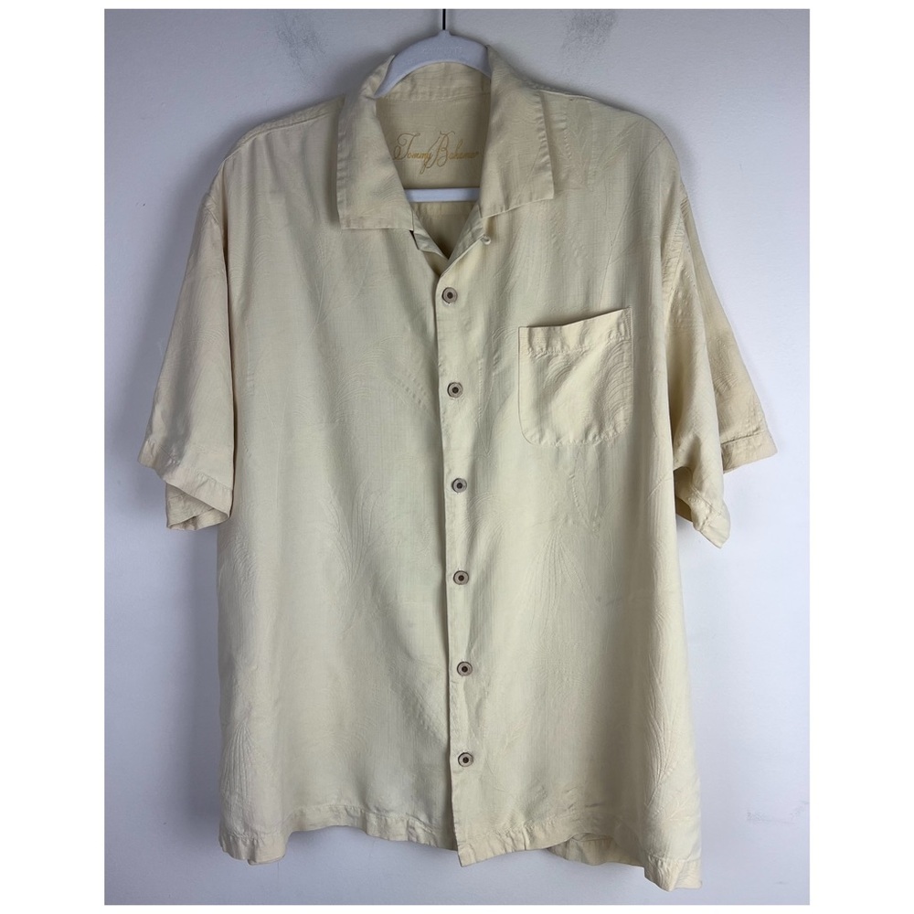 Tommy Bahama | Iconic Tropical Hawaiian Silk Button Down Shirt Light Straw | XL